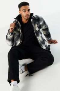 Hooded Plaid Shacket sold by Charlotte Russe