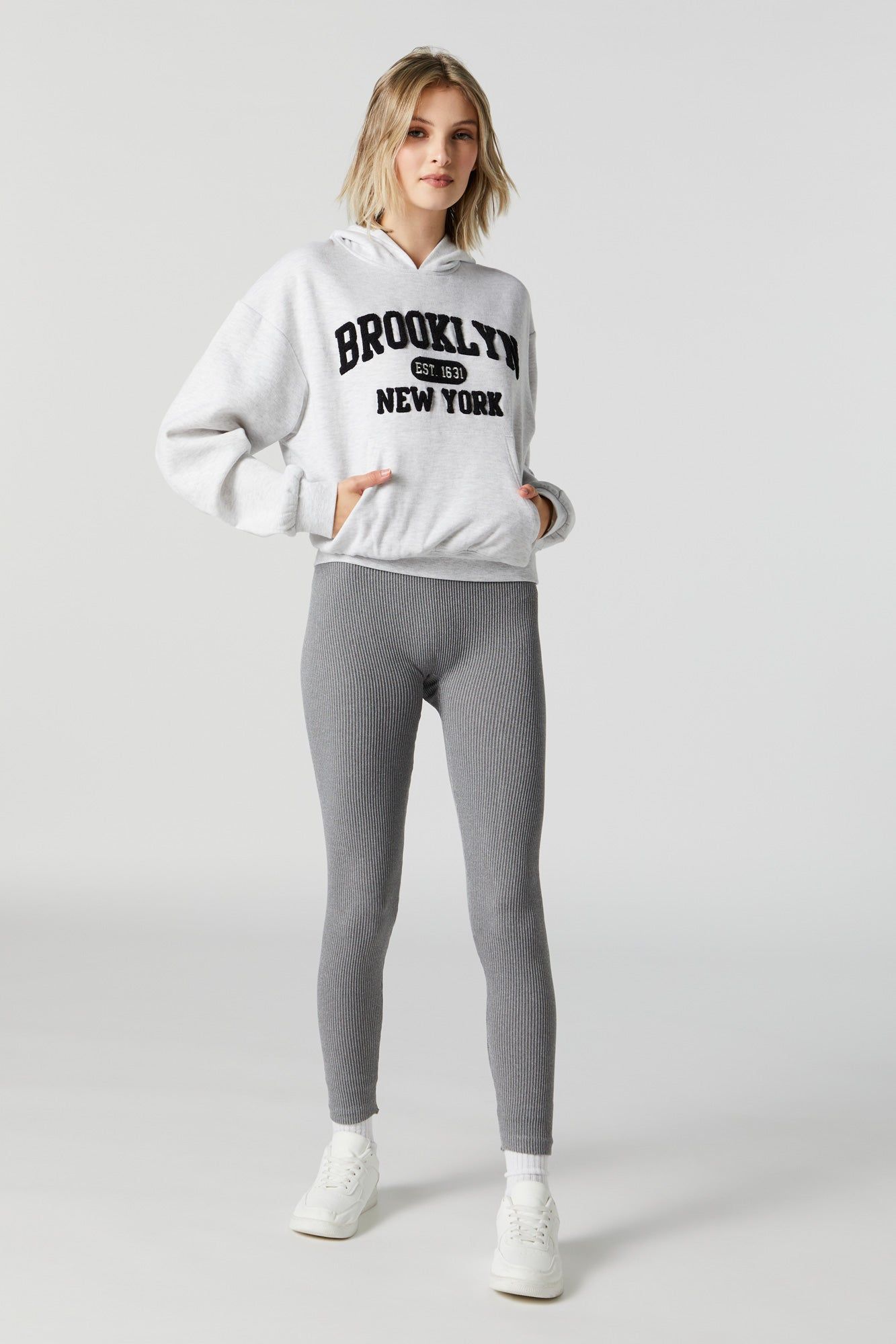 Brooklyn Chenille Embroidered Fleece Hoodie sold by Charlotte Russe product image thumbnail 3