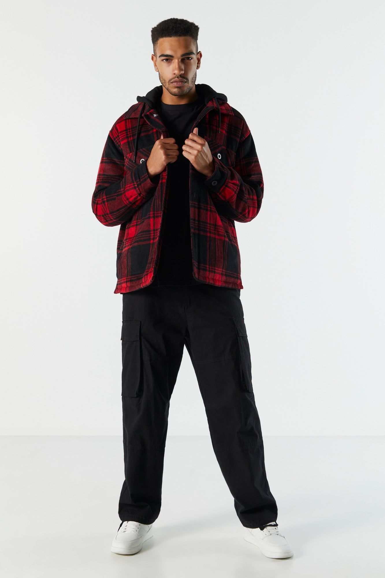 Hooded Plaid Shacket sold by Charlotte Russe product image thumbnail 11