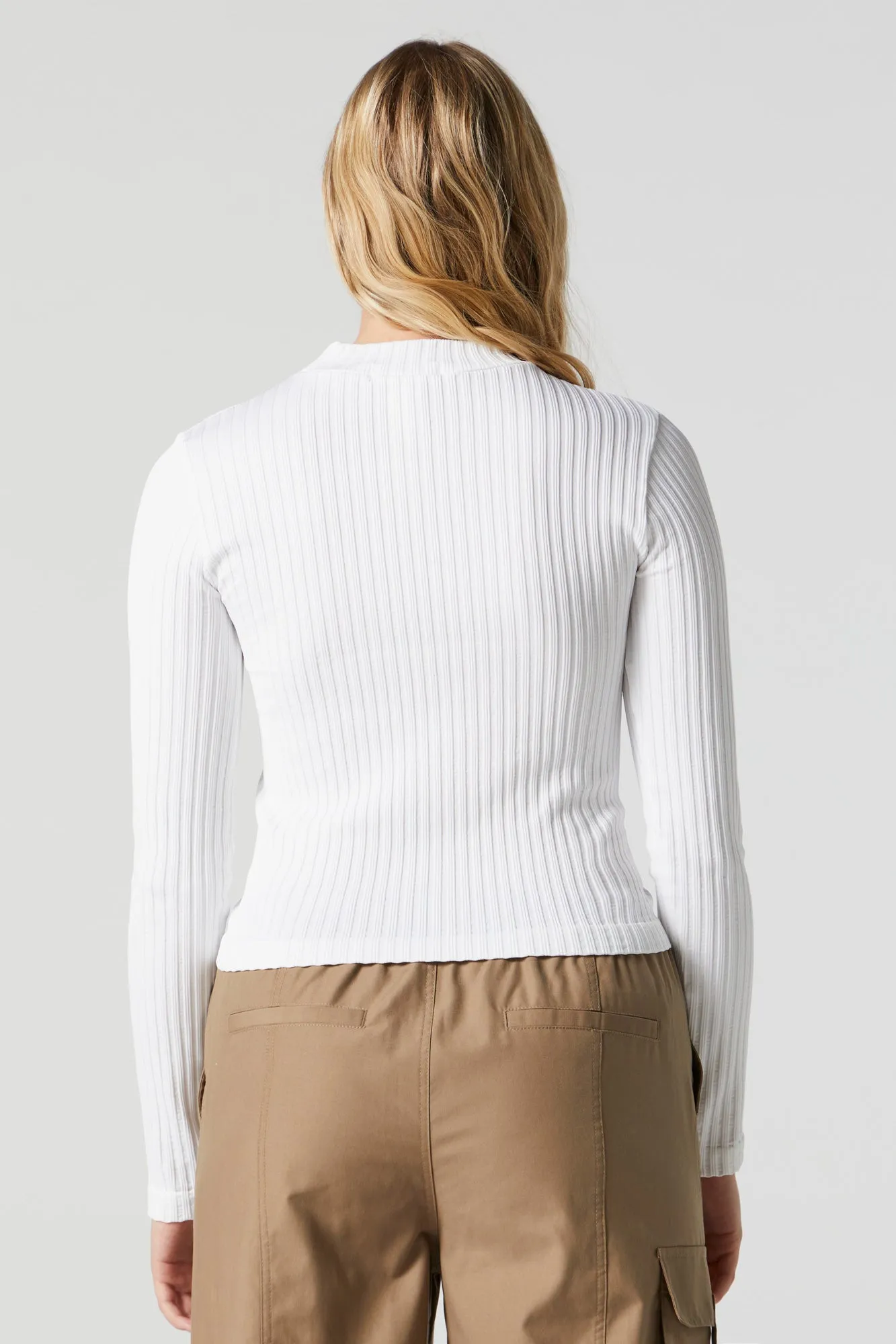 Seamless Ribbed Mock Neck Long Sleeve Top sold by Charlotte Russe product image thumbnail 5