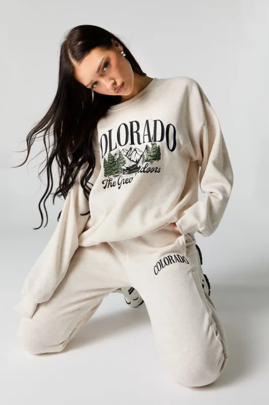 Destination Embroidered Fleece Jogger sold by Charlotte Russe