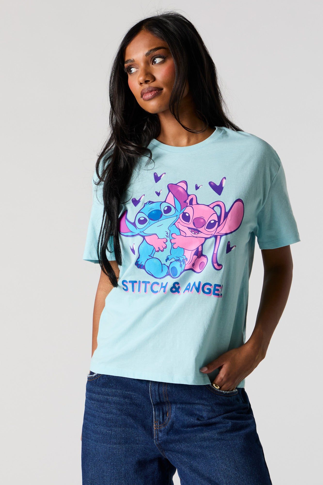 Stitch and Angel Graphic Boyfriend T-Shirt sold by Charlotte Russe product image thumbnail 2