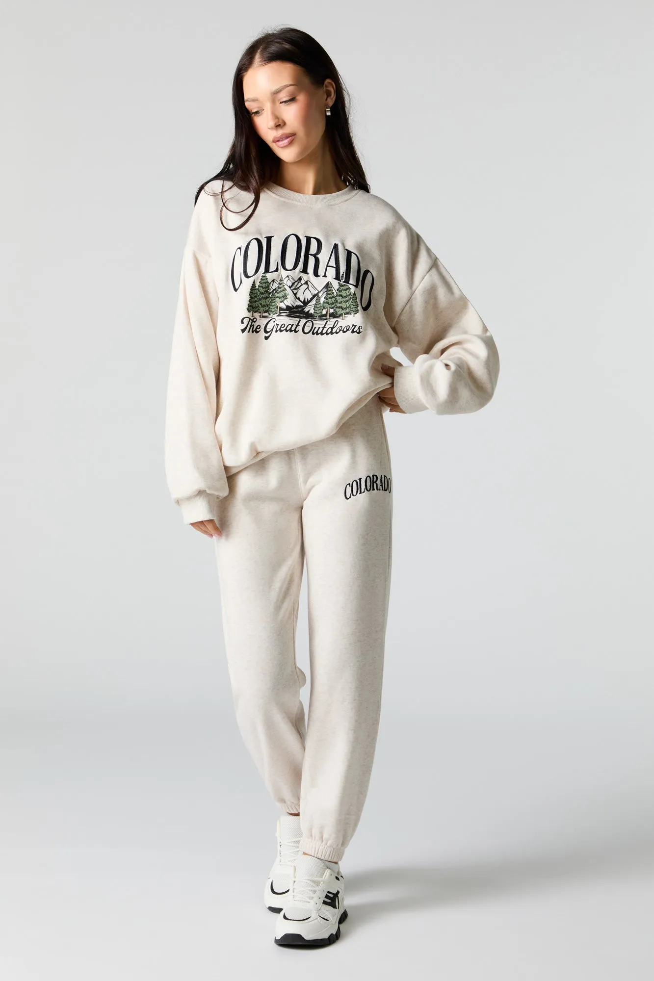 Destination Embroidered Fleece Jogger sold by Charlotte Russe product image thumbnail 5
