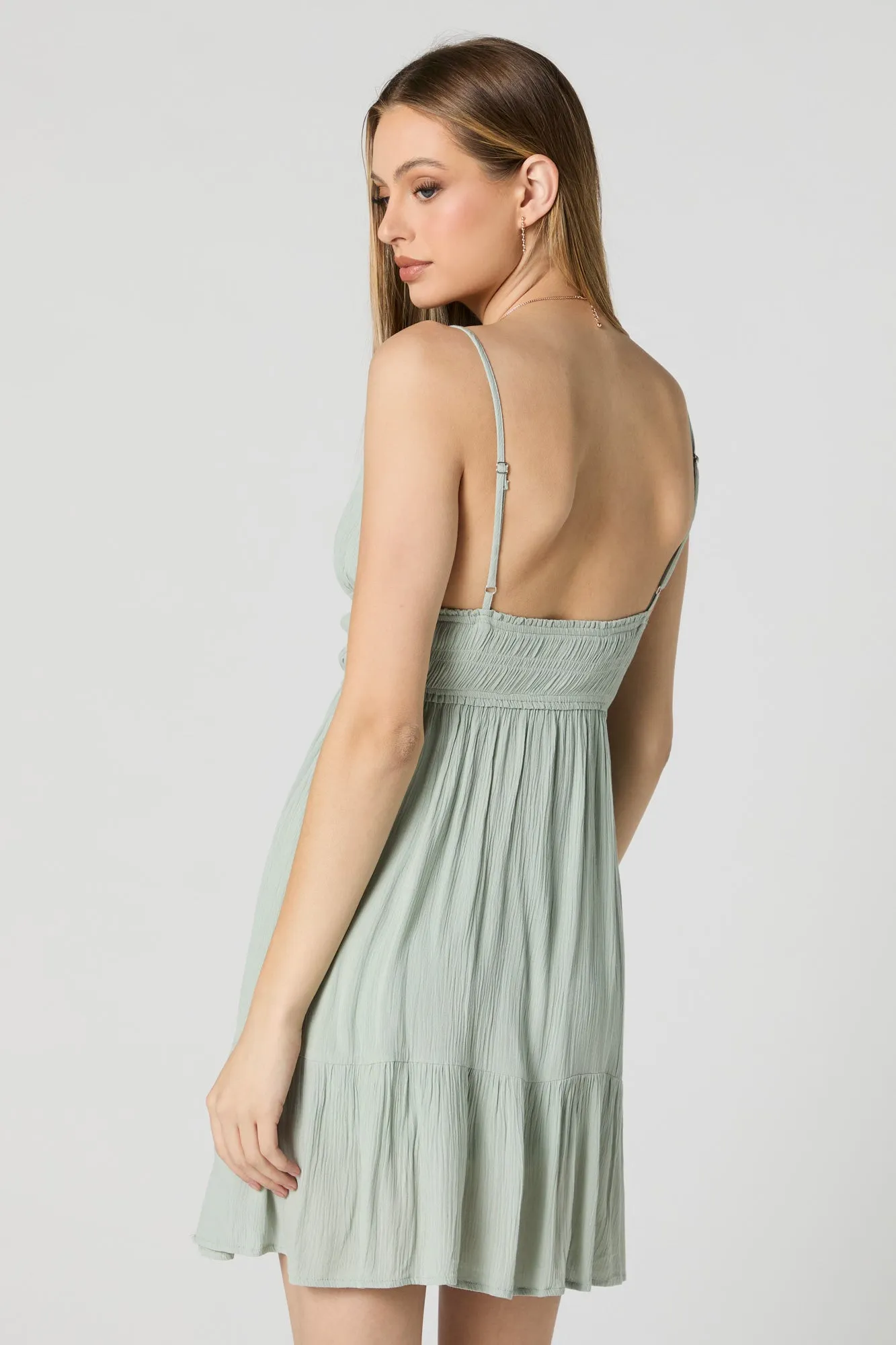 V-Neck Tie Front Tiered Mini Dress sold by Charlotte Russe product image thumbnail 3