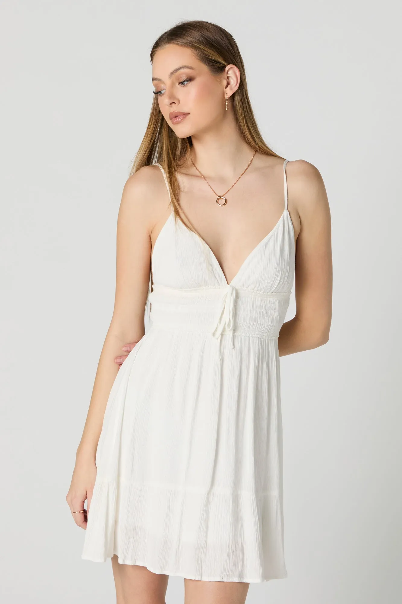 V-Neck Tie Front Tiered Mini Dress sold by Charlotte Russe product image thumbnail 5