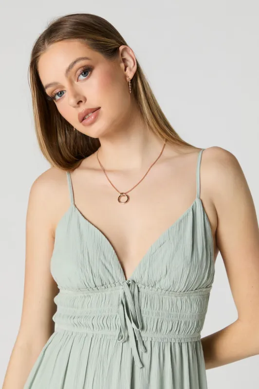 V-Neck Tie Front Tiered Mini Dress sold by Charlotte Russe