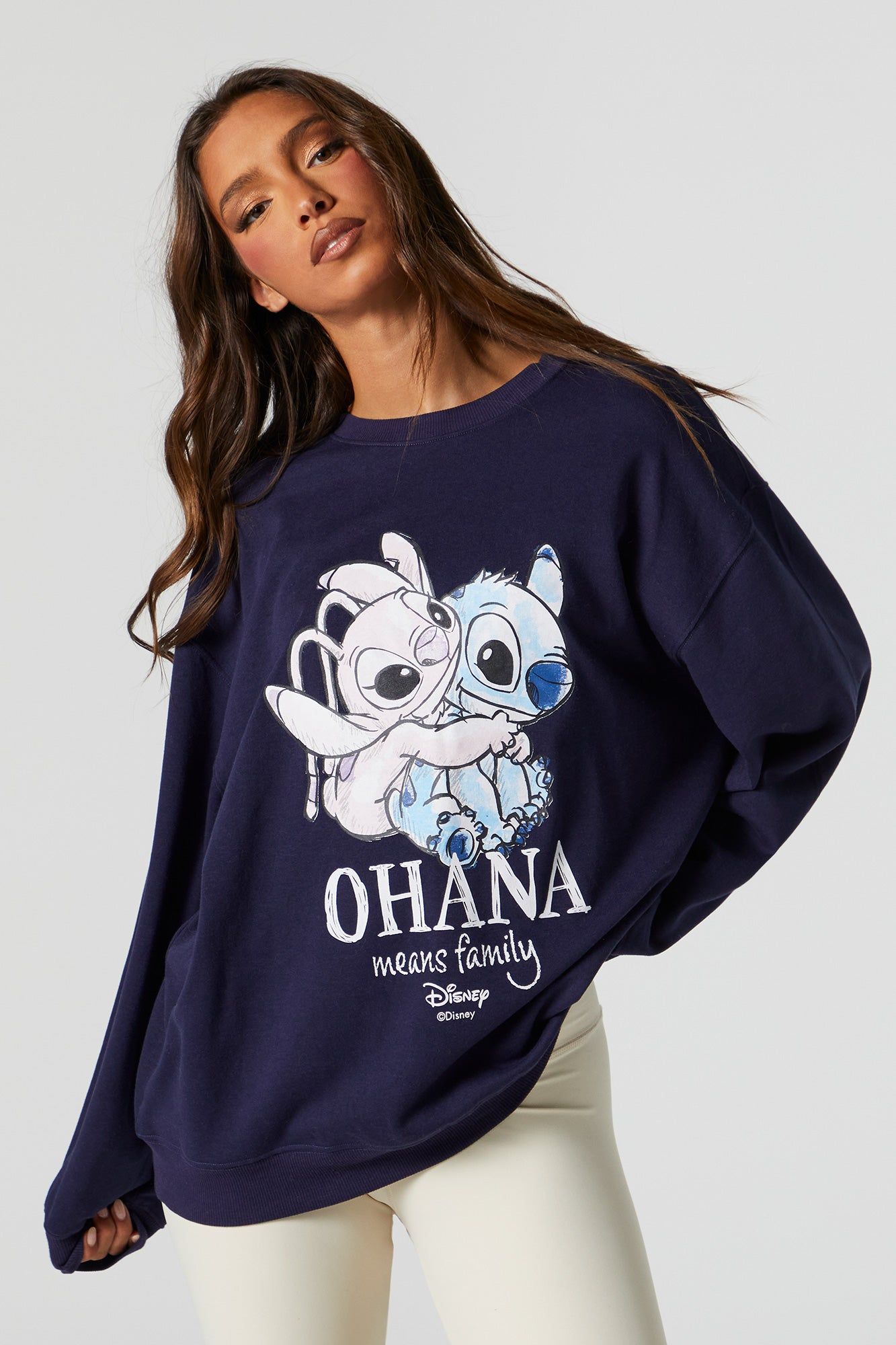 Ohana Means Family Graphic Boyfriend Sweatshirt sold by Charlotte Russe