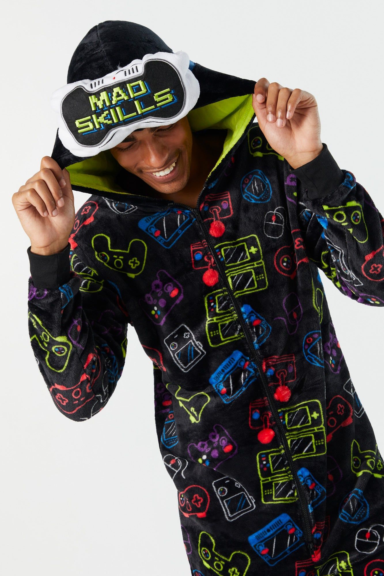 3D Mad Skills Hood Plush Onesie sold by Charlotte Russe product image thumbnail 2