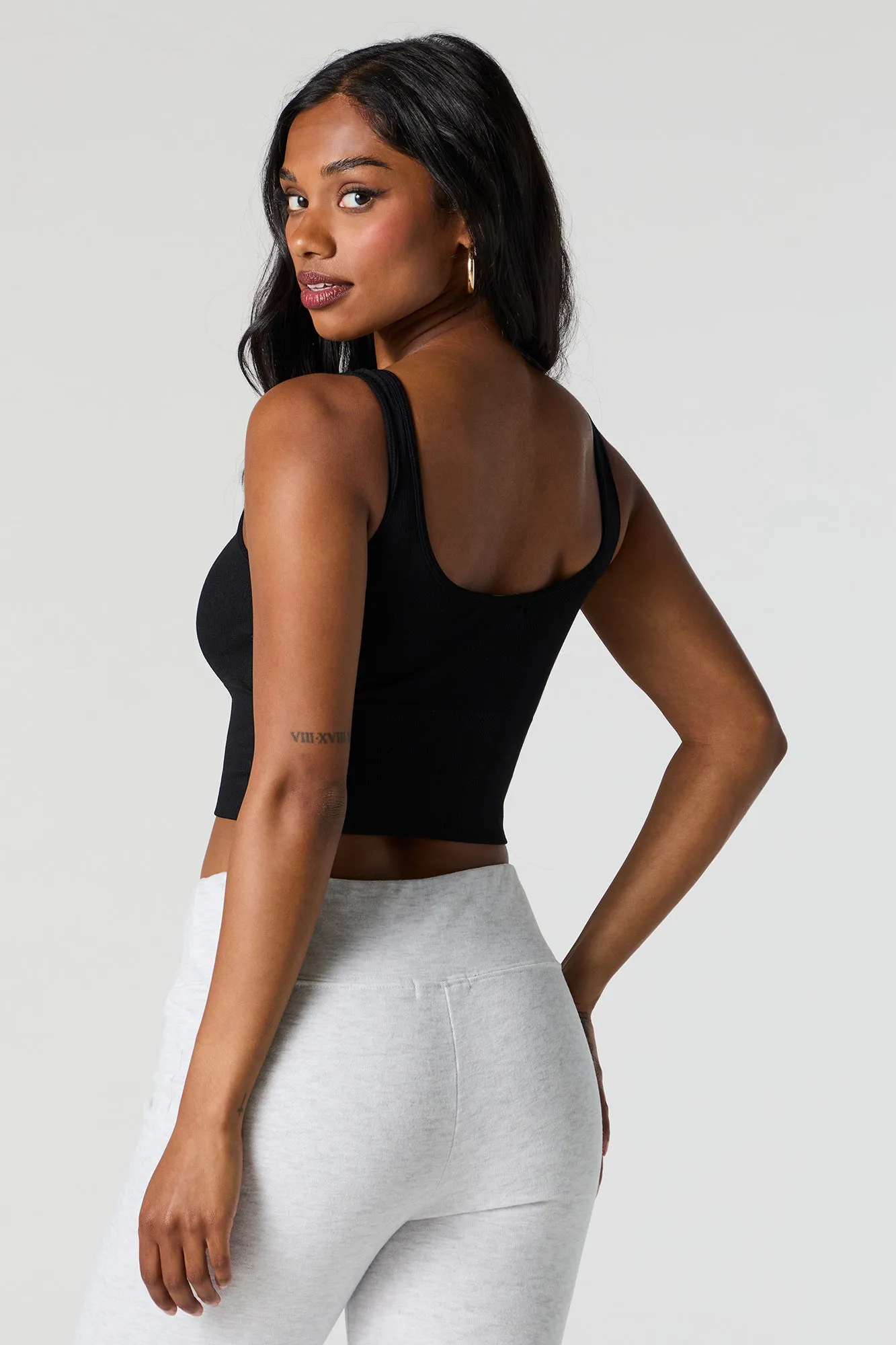 Seamless Ribbed Cropped Tank with Built-In Bra Cups sold by Charlotte Russe product image thumbnail 5