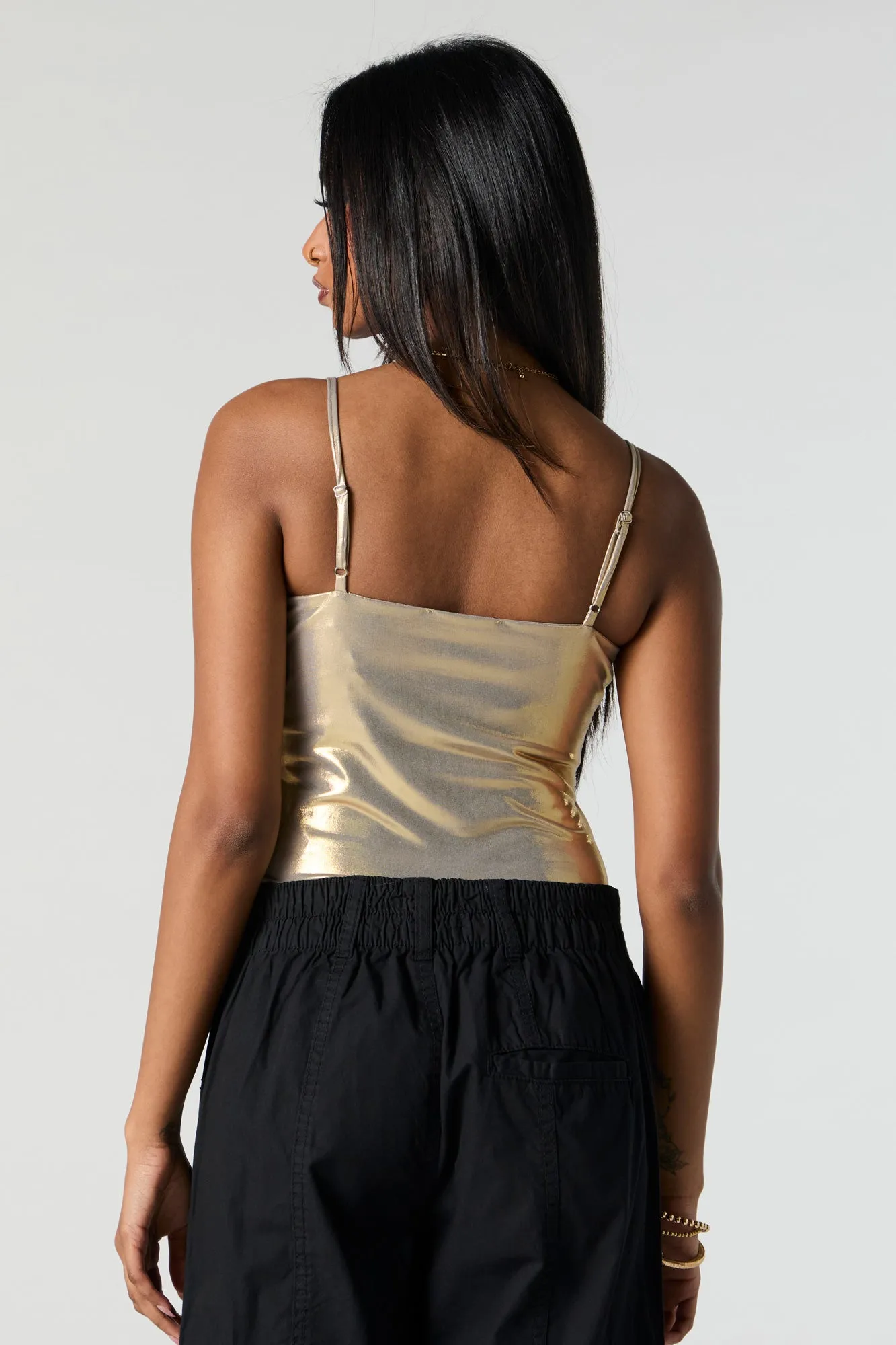 Metallic Scoop Neck Bodysuit sold by Charlotte Russe product image thumbnail 4