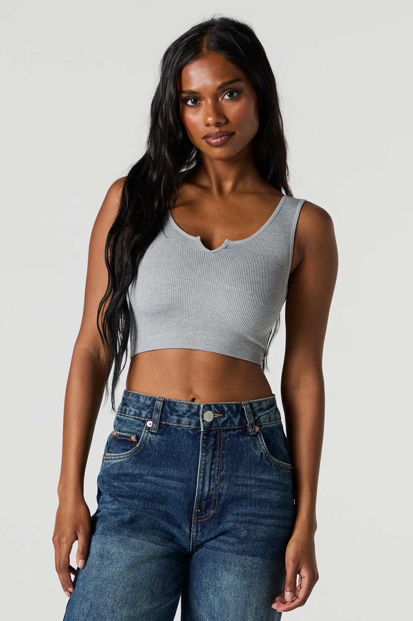 Seamless Scoop Neck Notch Cropped Tank sold by Charlotte Russe product image thumbnail 2