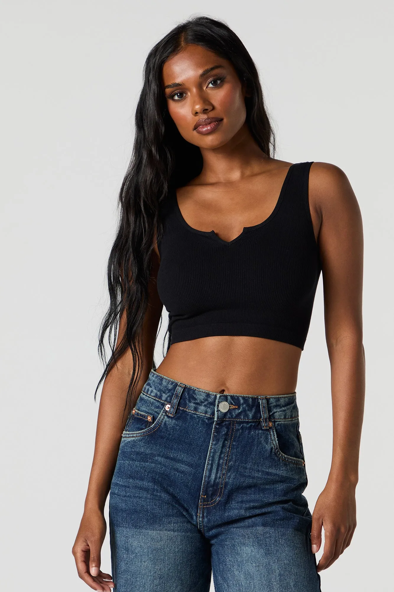 Seamless Scoop Neck Notch Cropped Tank sold by Charlotte Russe product image thumbnail 5