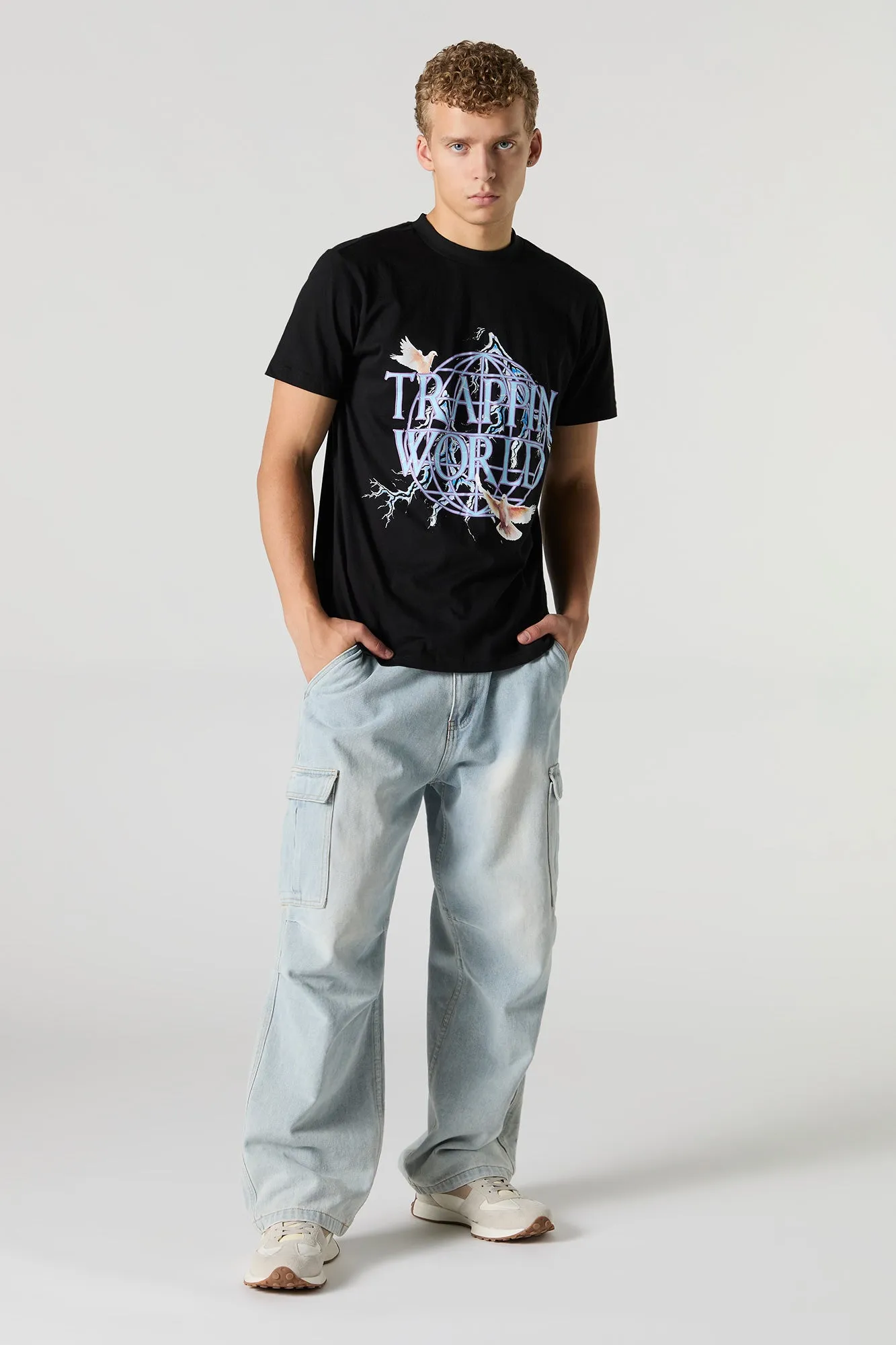 Trappin World Graphic T-Shirt sold by Charlotte Russe product image thumbnail 2