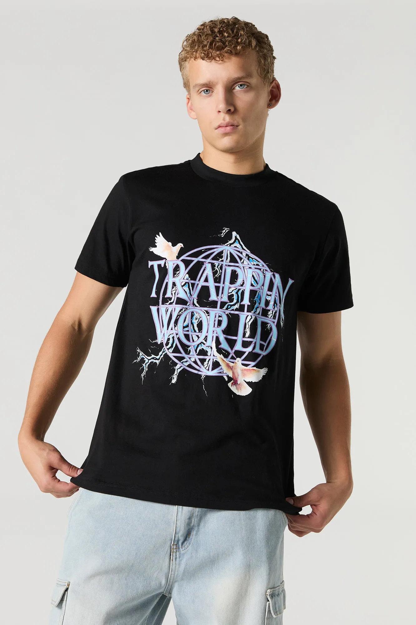 Trappin World Graphic T-Shirt sold by Charlotte Russe