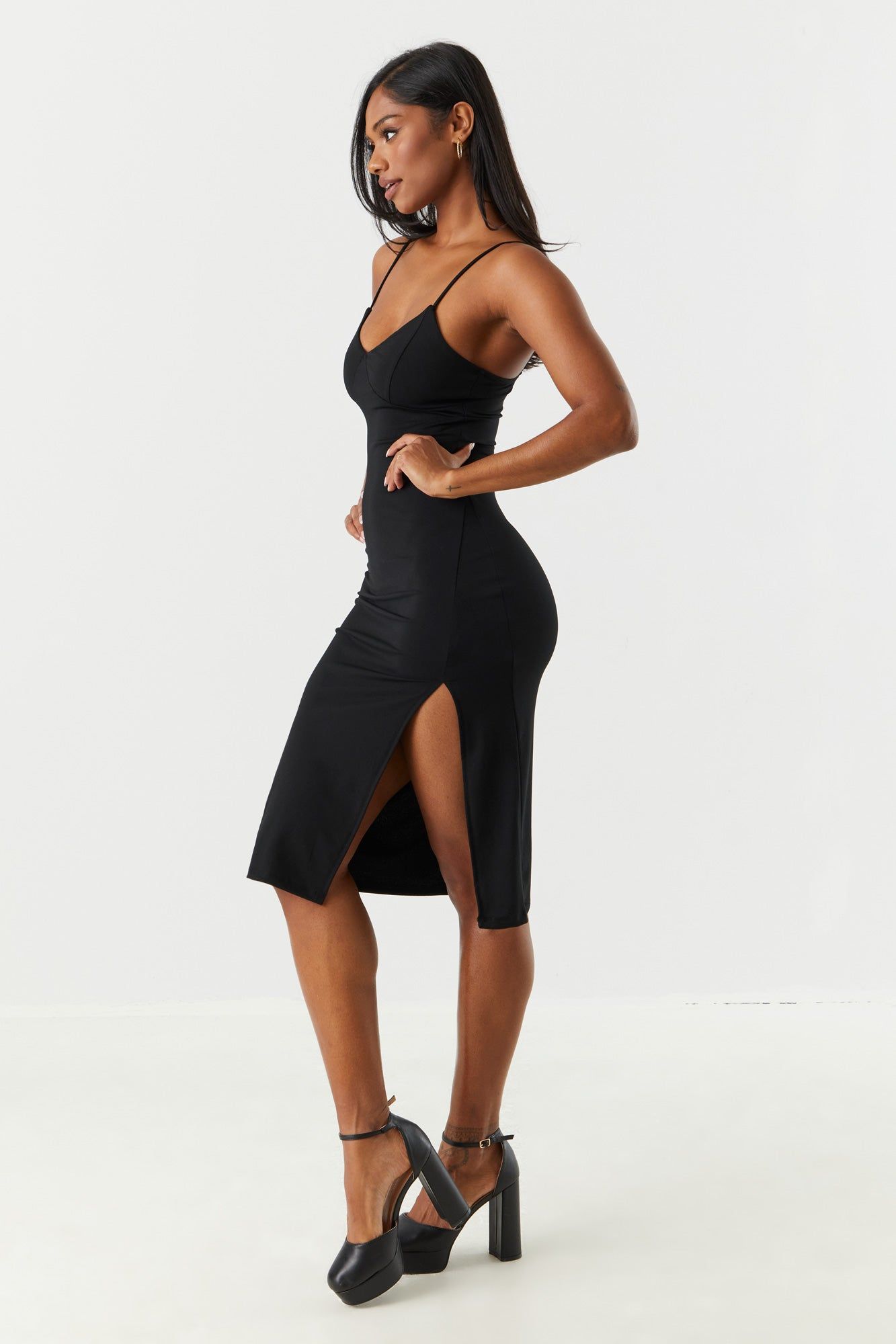 V-Neck Leg Slit Bodycon Dress sold by Charlotte Russe product image thumbnail 6