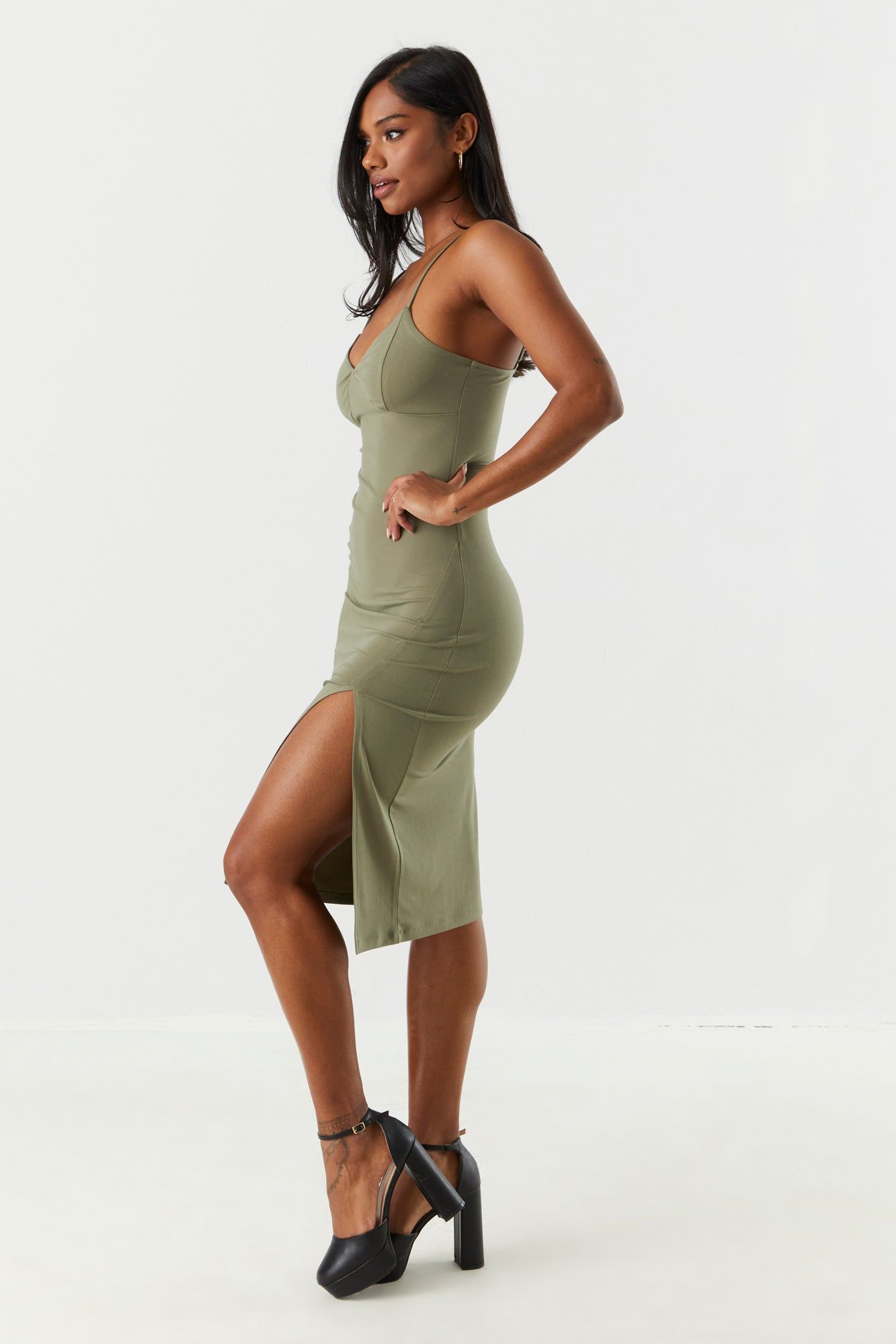 V-Neck Leg Slit Bodycon Dress sold by Charlotte Russe product image thumbnail 12