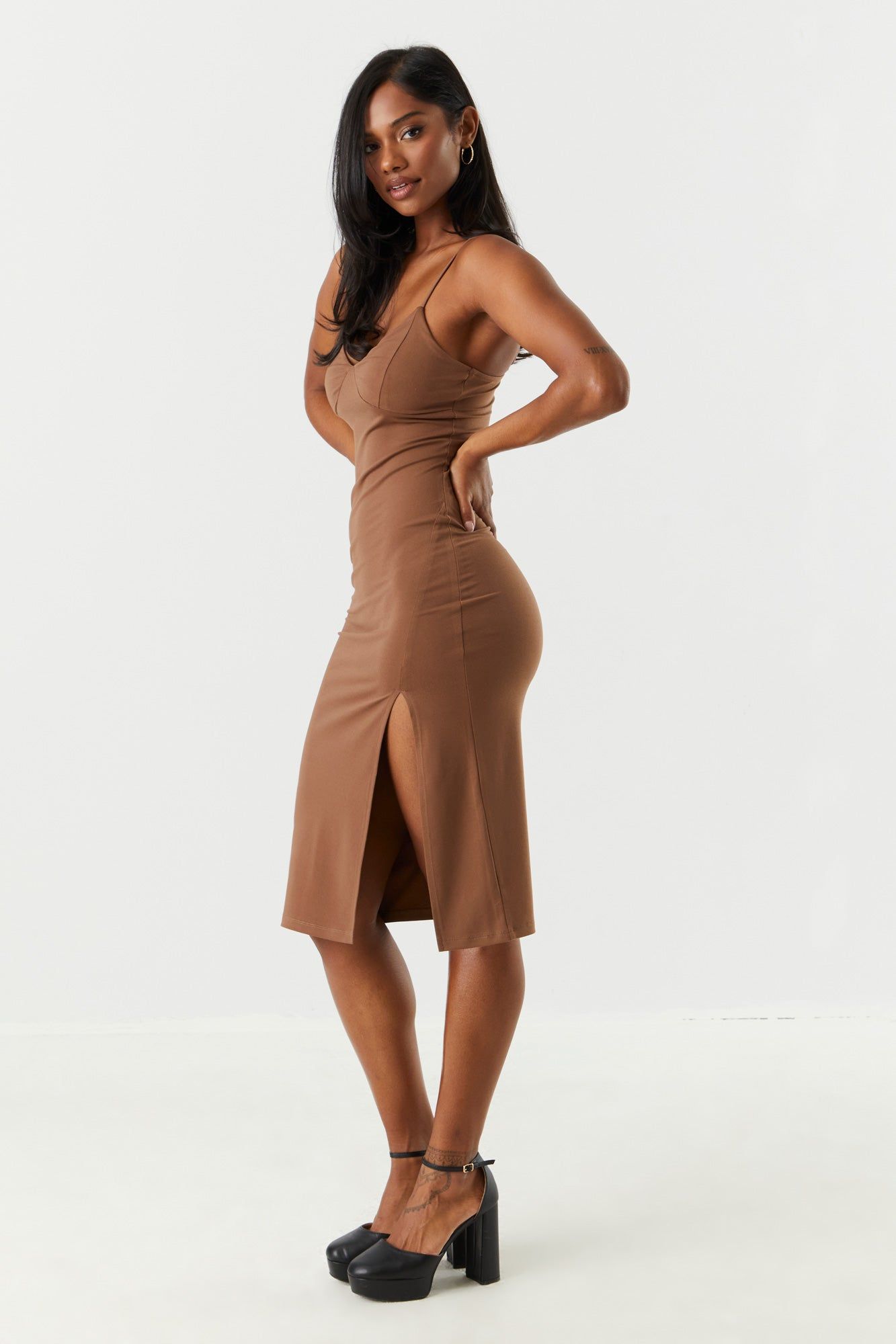 V-Neck Leg Slit Bodycon Dress sold by Charlotte Russe product image thumbnail 9