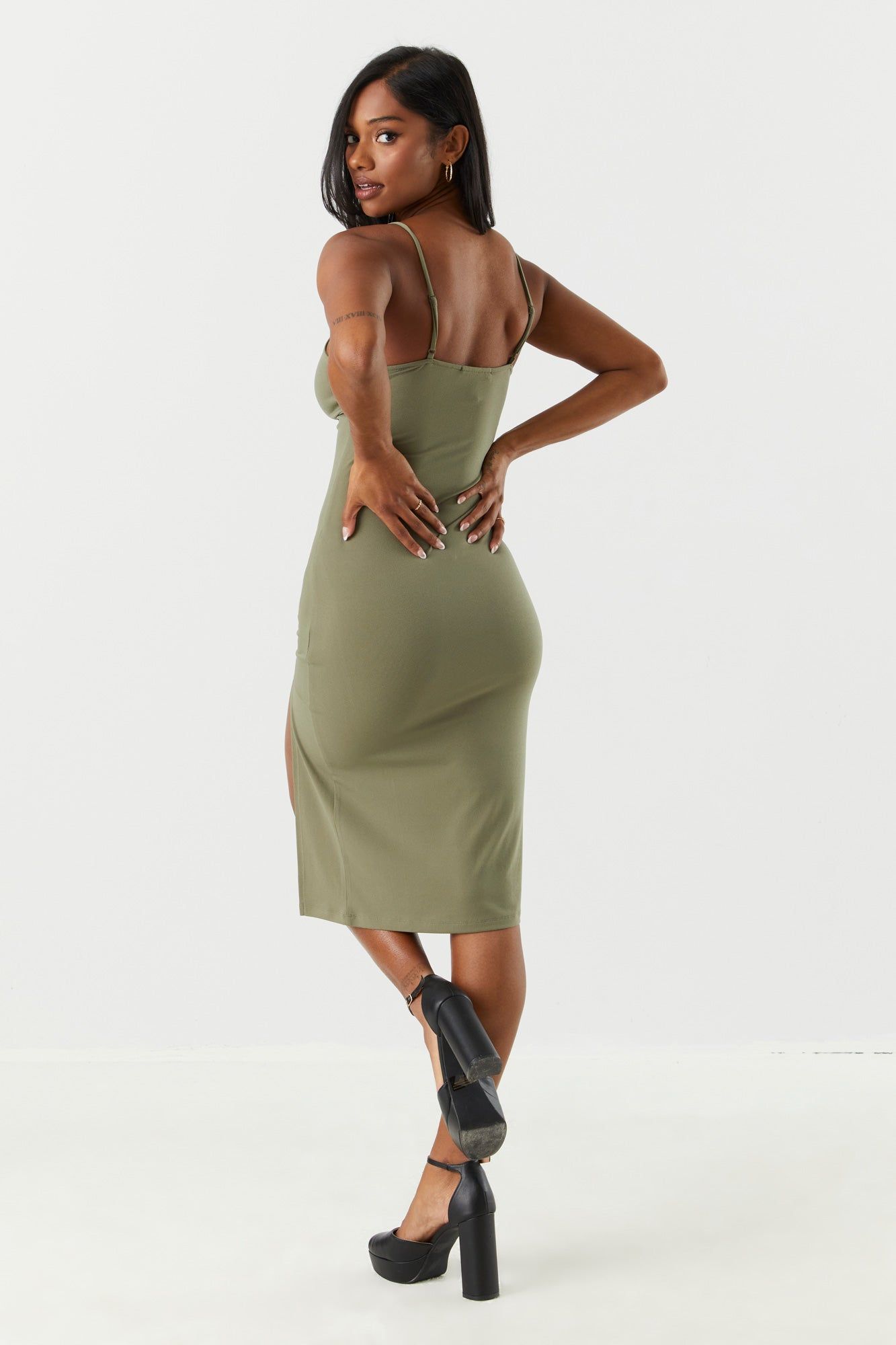 V-Neck Leg Slit Bodycon Dress sold by Charlotte Russe product image thumbnail 11