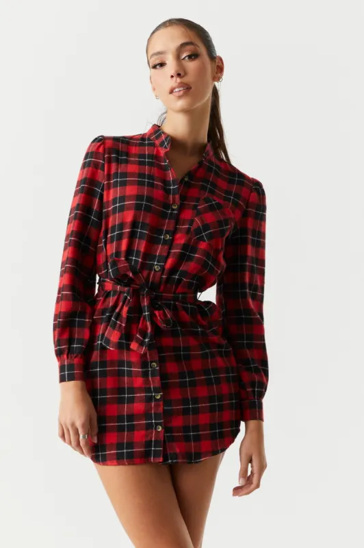 Red Plaid Flannel Shirt Dress sold by Charlotte Russe