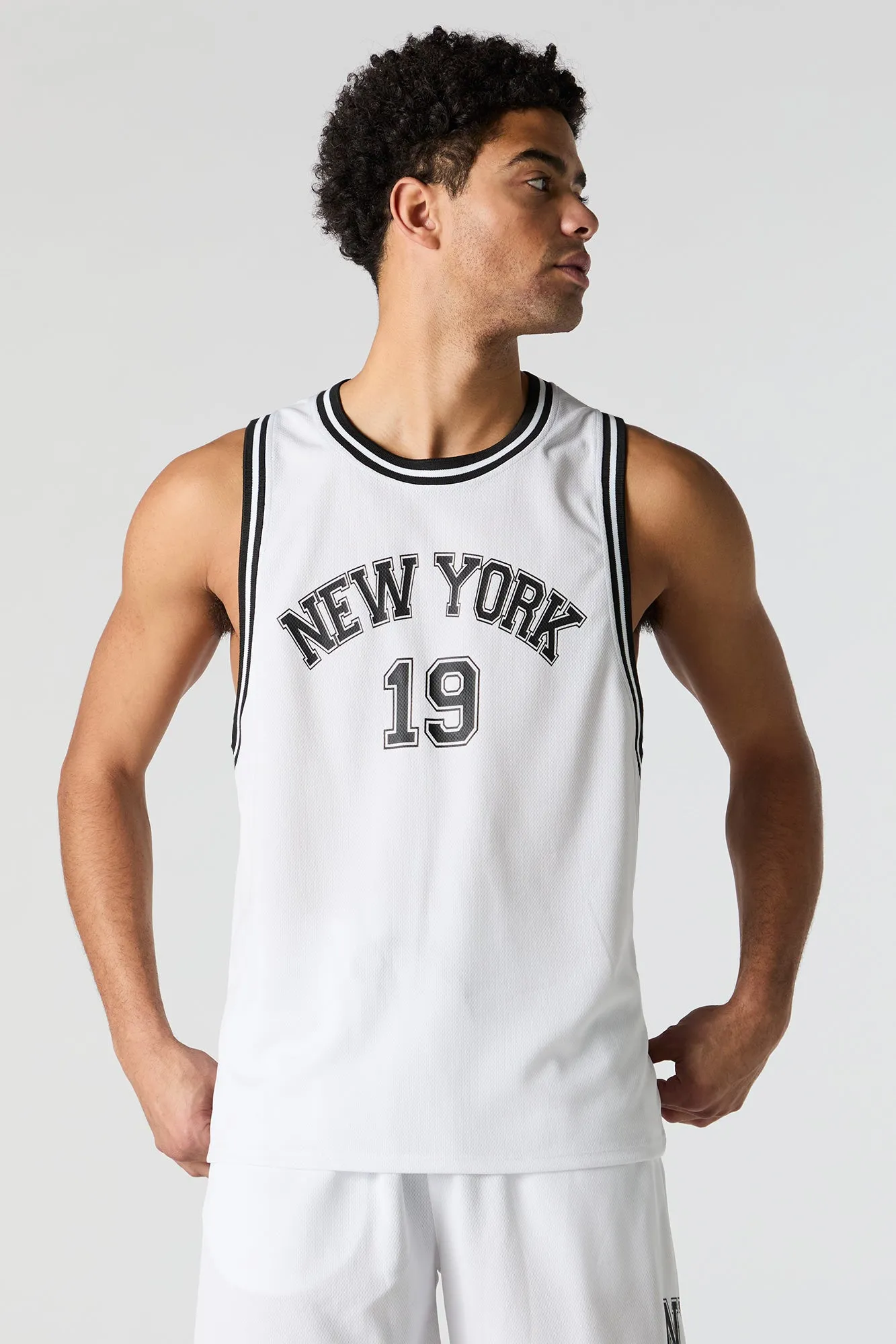 New York Graphic Mesh Basketball Jersey sold by Charlotte Russe