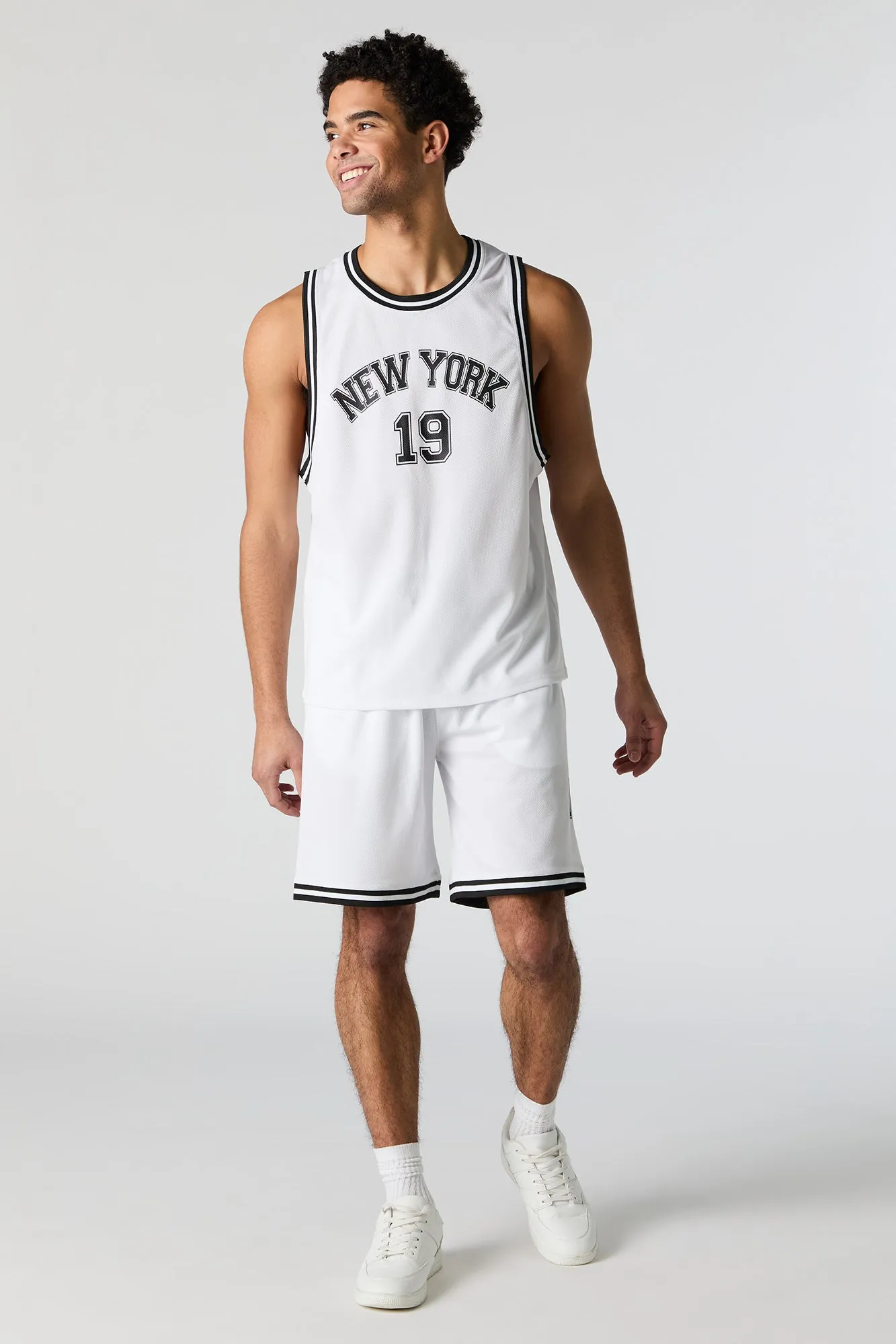 New York Graphic Mesh Basketball Jersey sold by Charlotte Russe product image thumbnail 3