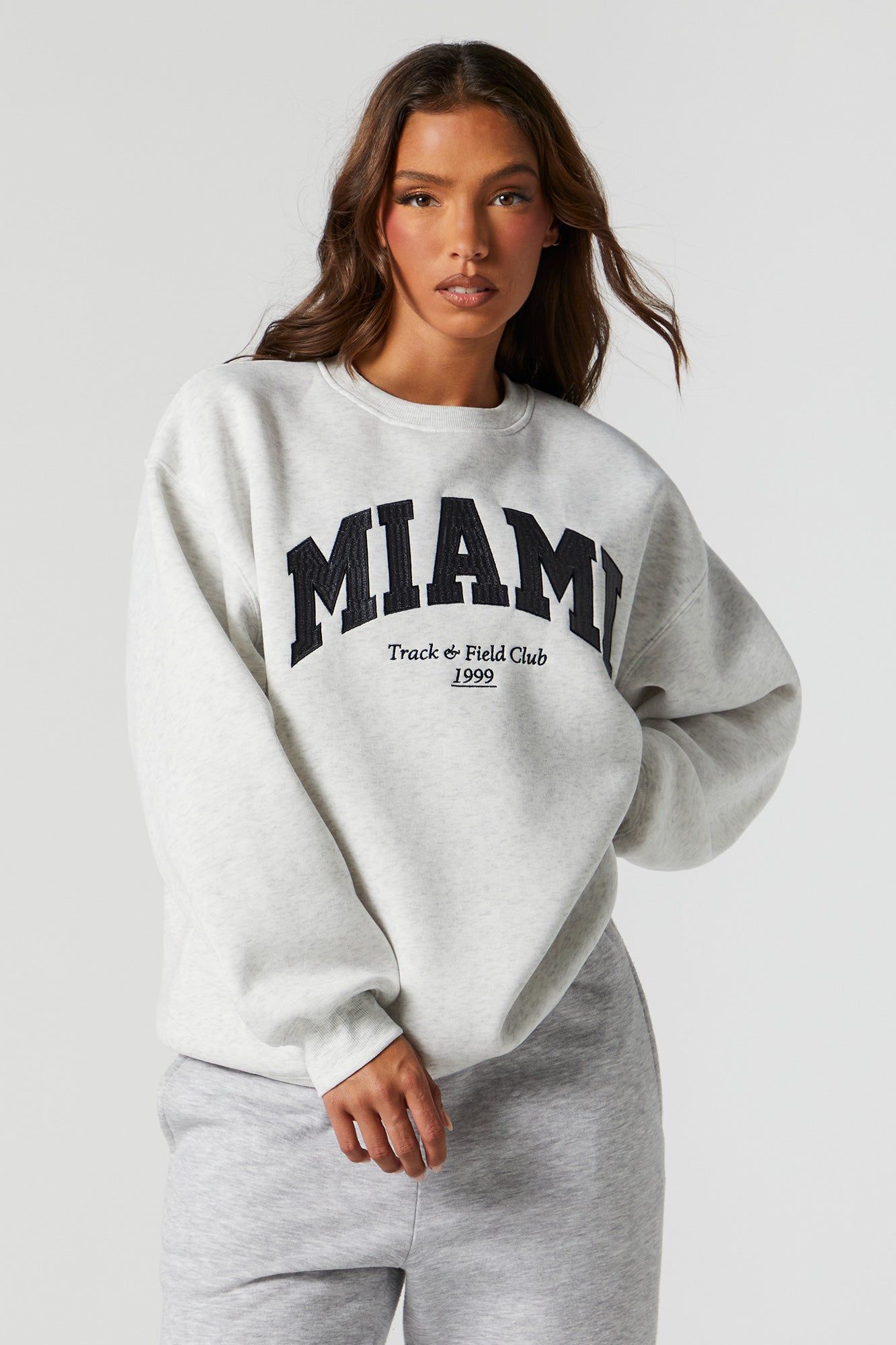 Miami Twill Embroidered Sweatshirt sold by Charlotte Russe