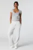 Striped Ribbed Scoop Neck T-Shirt sold by Charlotte Russe