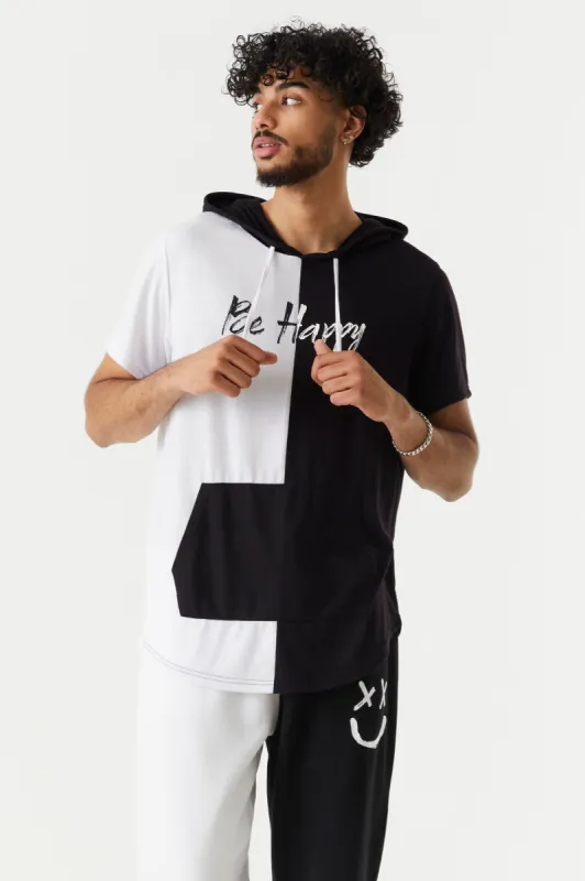 Be Happy Graphic Colour Block Hooded T-Shirt sold by Charlotte Russe