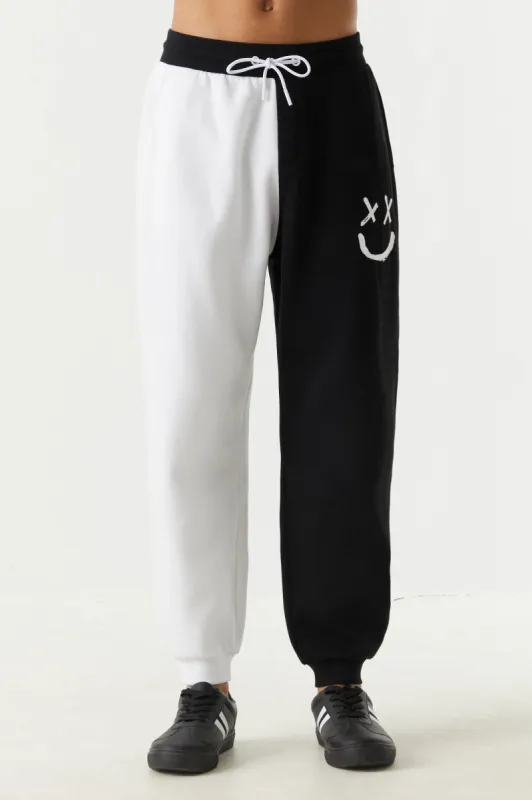 Be Happy Smiley Graphic Colour Block Jogger sold by Charlotte Russe