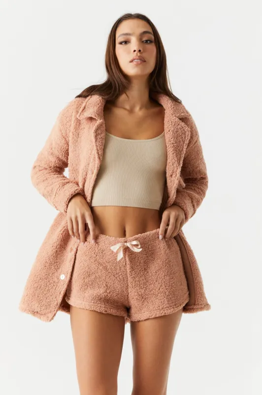 Sherpa Pajama Shacket sold by Charlotte Russe