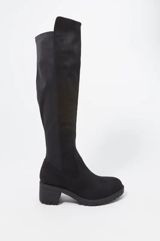 Suede Knee High Heel Riding Boot sold by Charlotte Russe