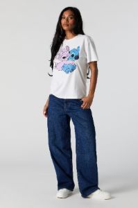 Angel and Stitch Graphic Boyfriend T-Shirt sold by Charlotte Russe