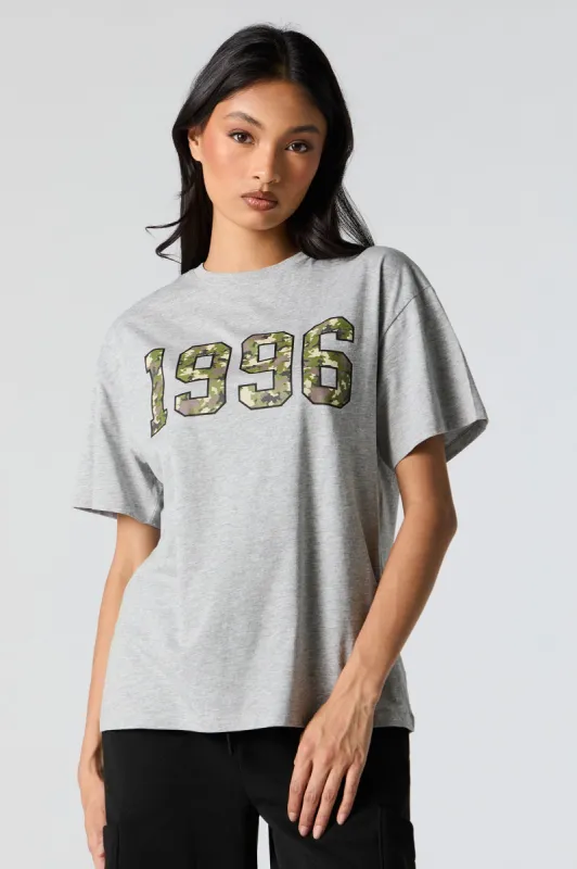 1996 Camo Graphic Boyfriend T-Shirt sold by Charlotte Russe