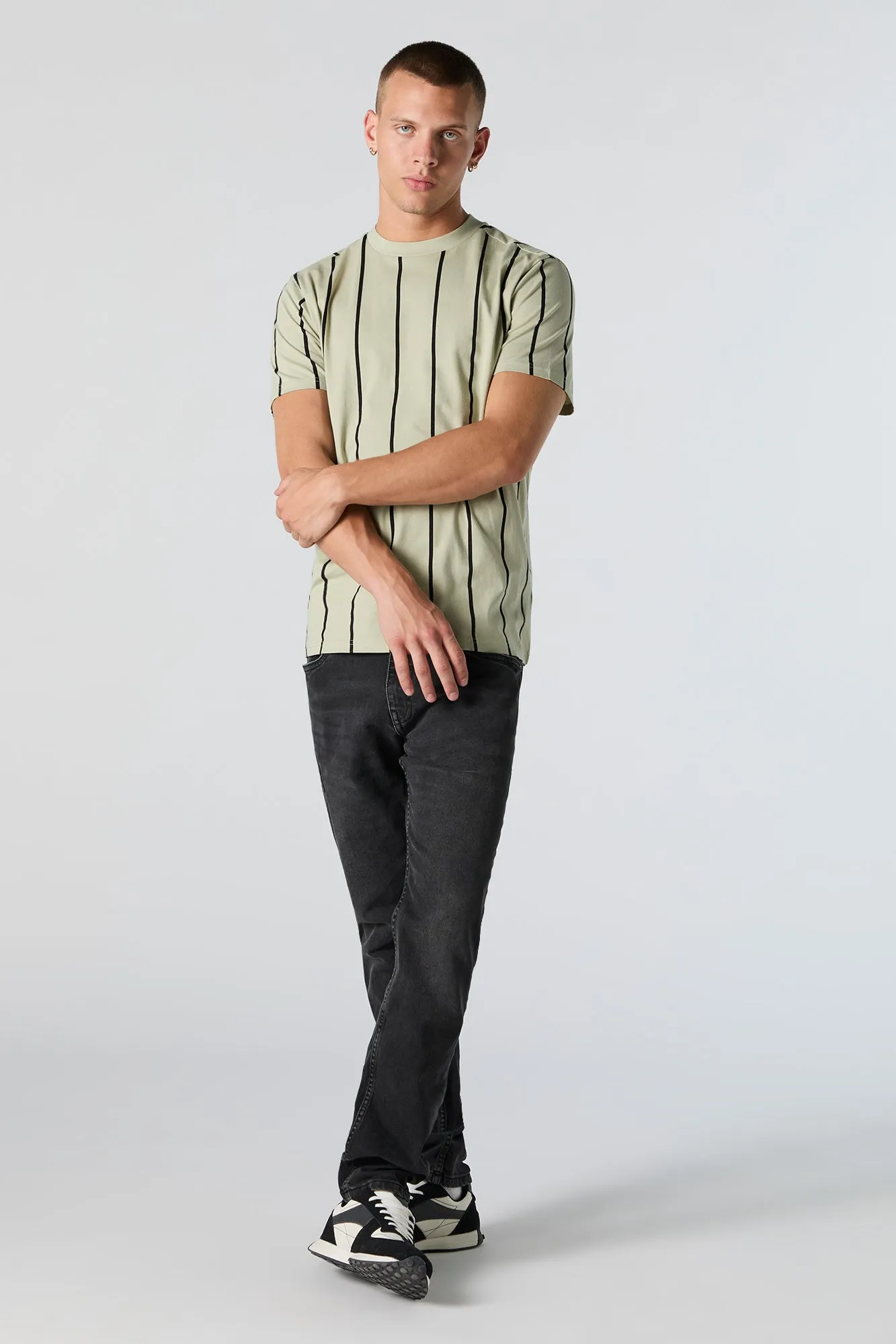 Vertical Striped Crewneck T-Shirt sold by Charlotte Russe product image thumbnail 3