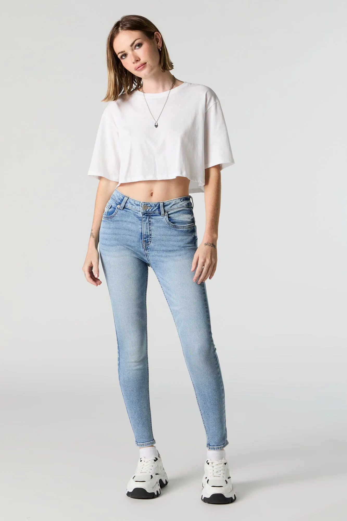 Rio Medium Wash Mid Rise Skinny Jean sold by Charlotte Russe