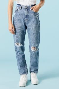 Medium Wash Distressed Mom Jean sold by Charlotte Russe