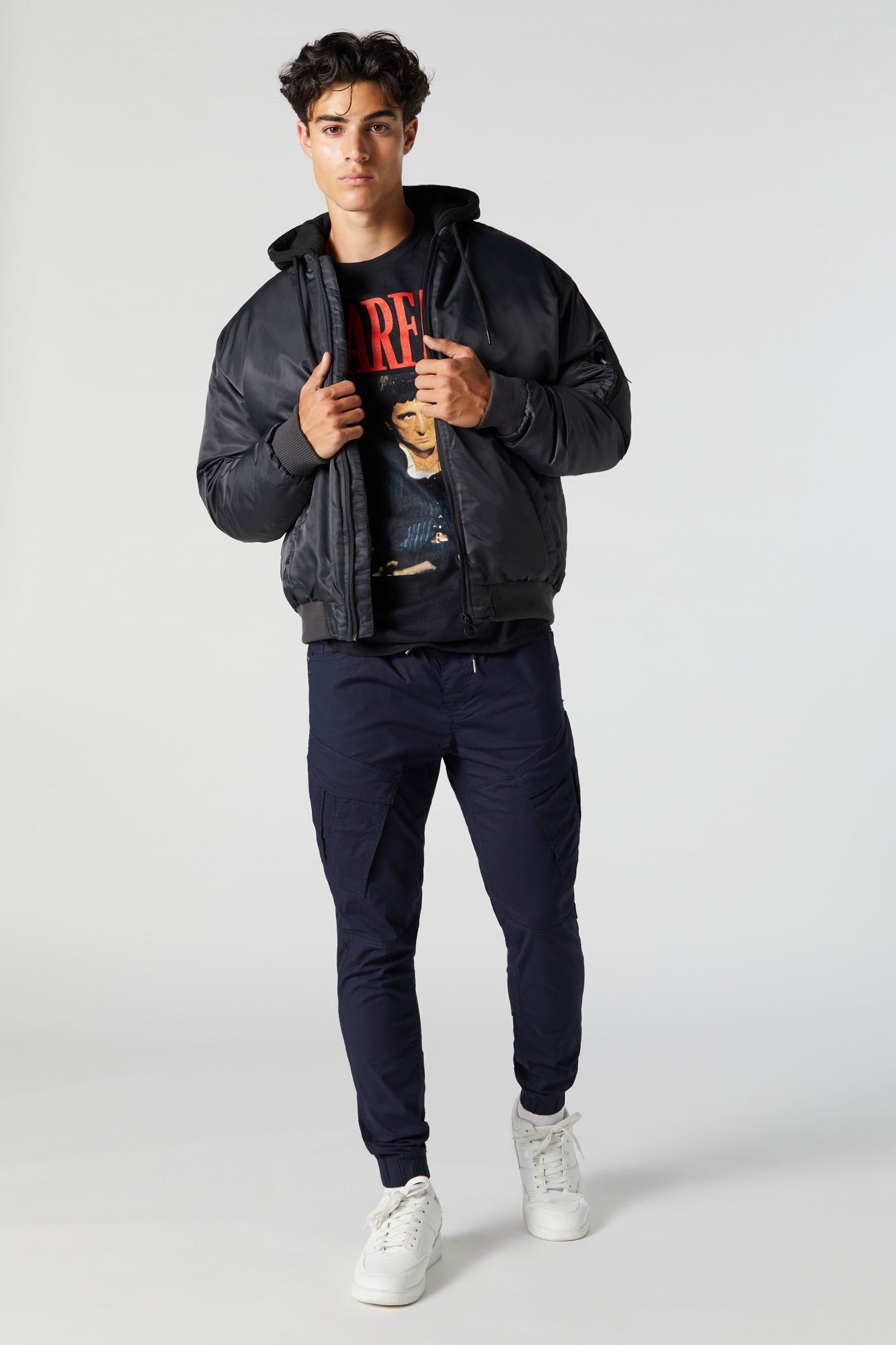 Nylon Hooded Bomber Jacket sold by Charlotte Russe product image thumbnail 12