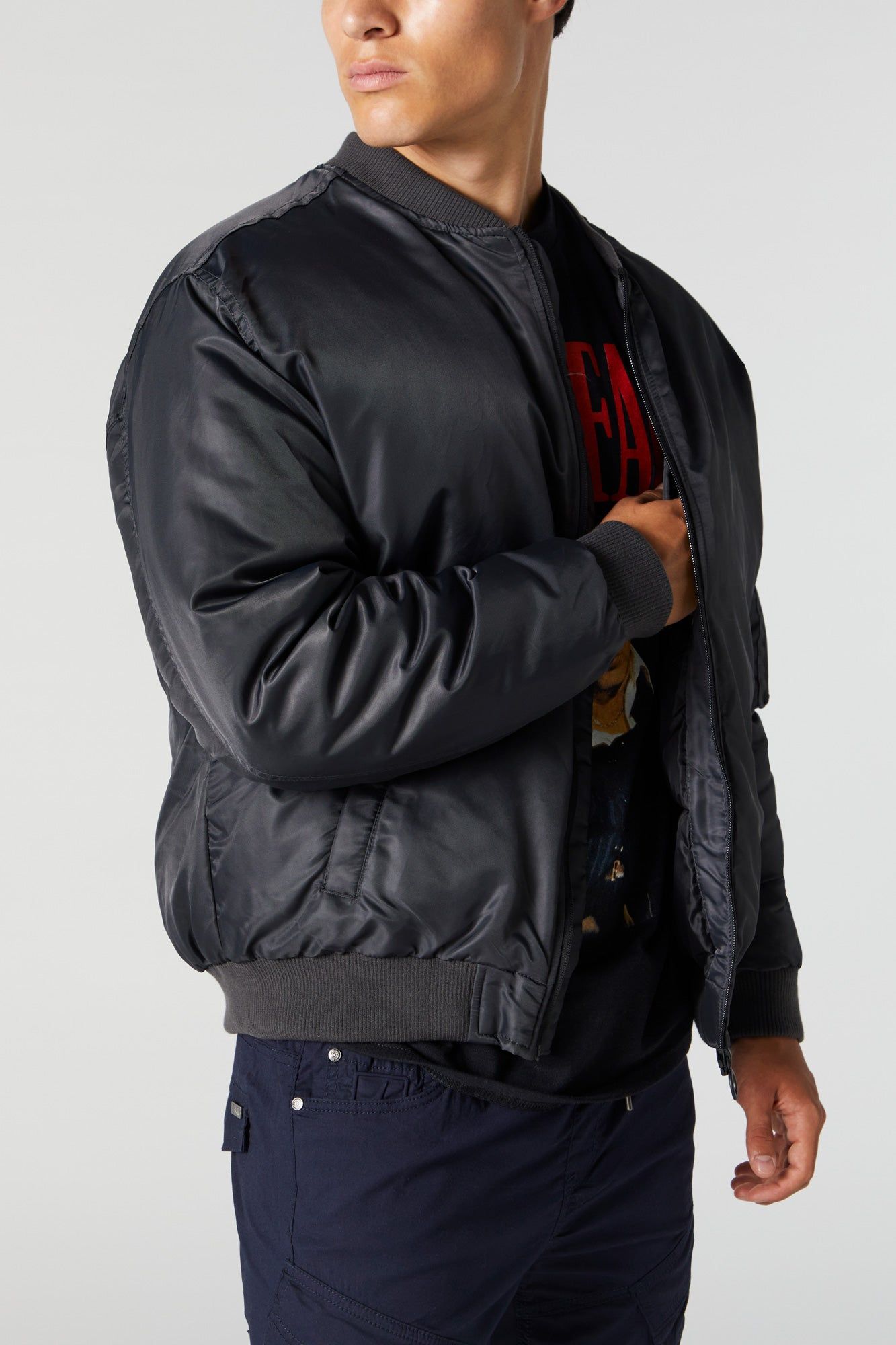 Nylon Hooded Bomber Jacket sold by Charlotte Russe product image thumbnail 13