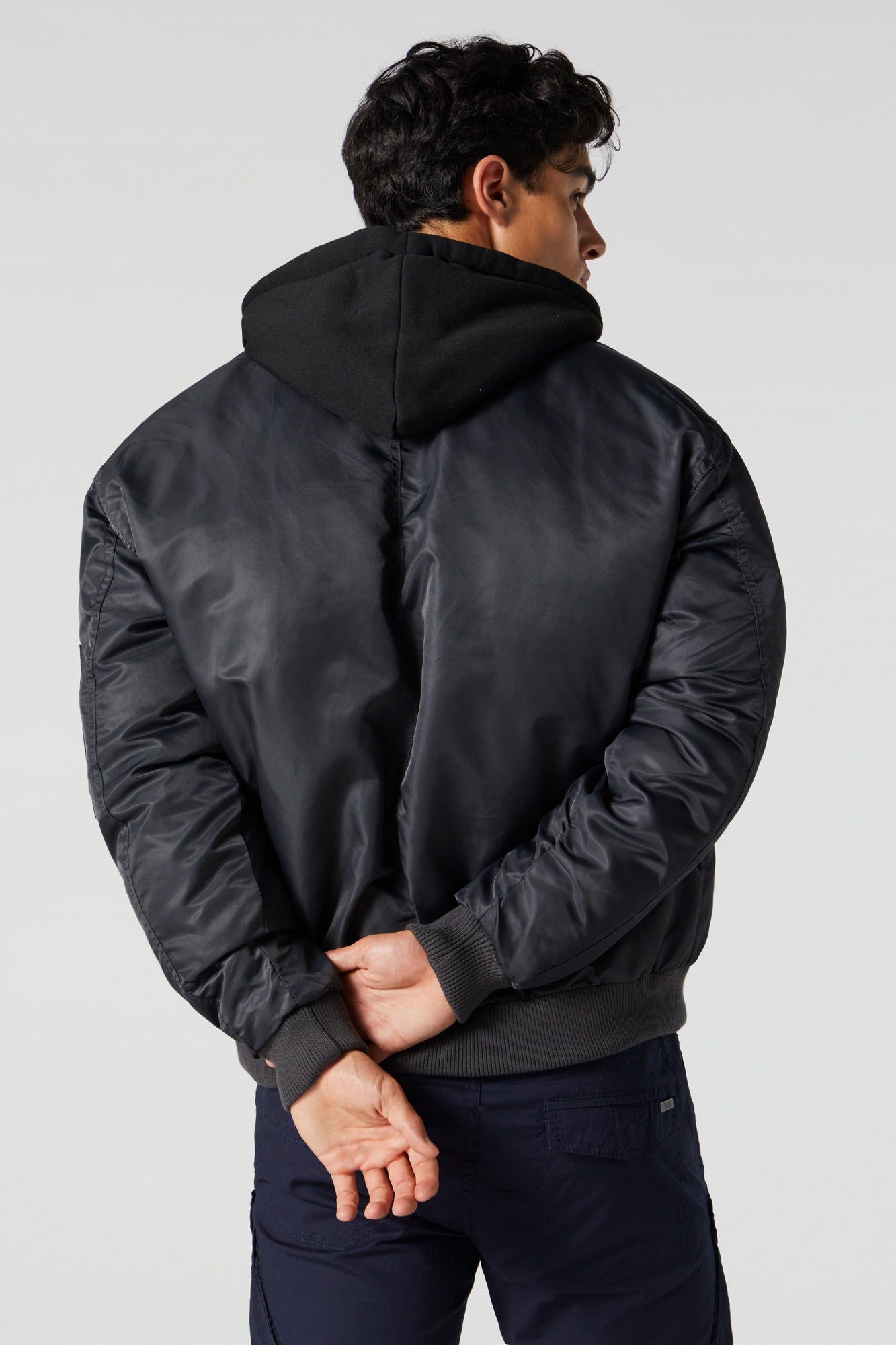 Nylon Hooded Bomber Jacket sold by Charlotte Russe product image thumbnail 10