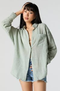 Oversized Textured Button-Up Top sold by Charlotte Russe