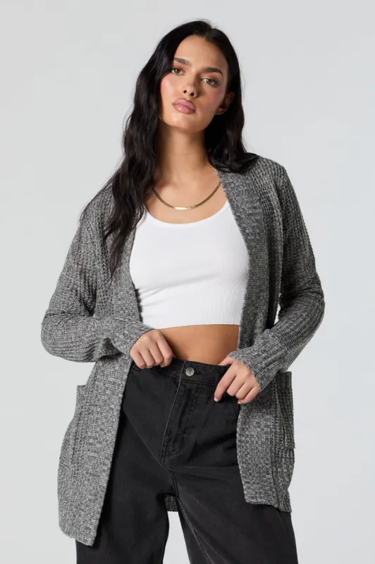 Waffle Knit Open Front Cardigan sold by Charlotte Russe