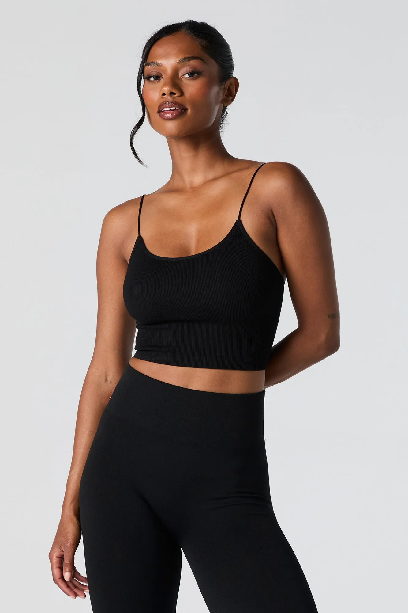 Seamless Ribbed Cropped Bungee Cami sold by Charlotte Russe product image thumbnail 5