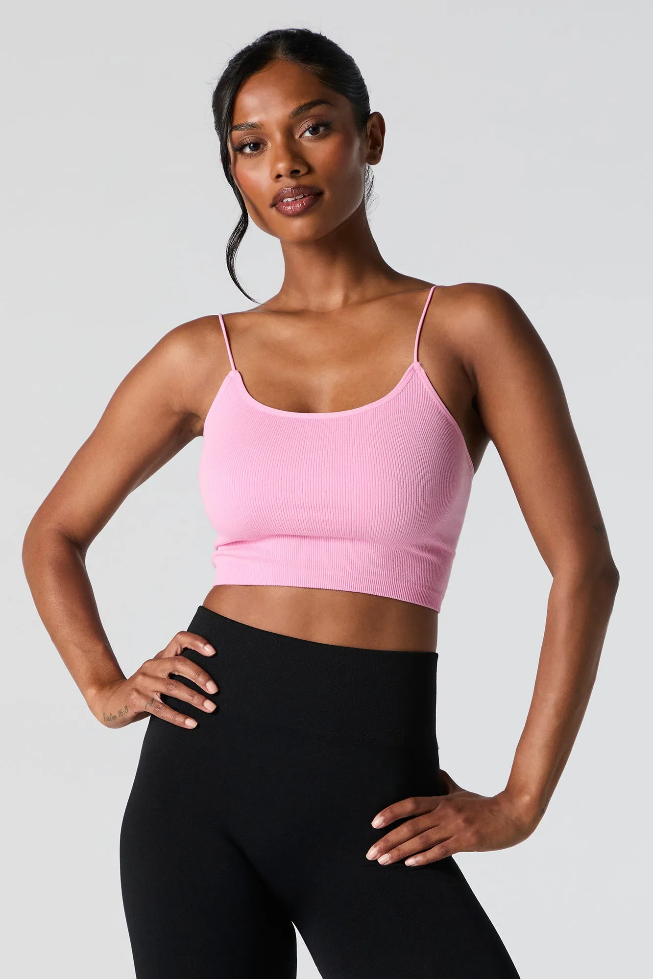Seamless Ribbed Cropped Bungee Cami sold by Charlotte Russe product image thumbnail 4