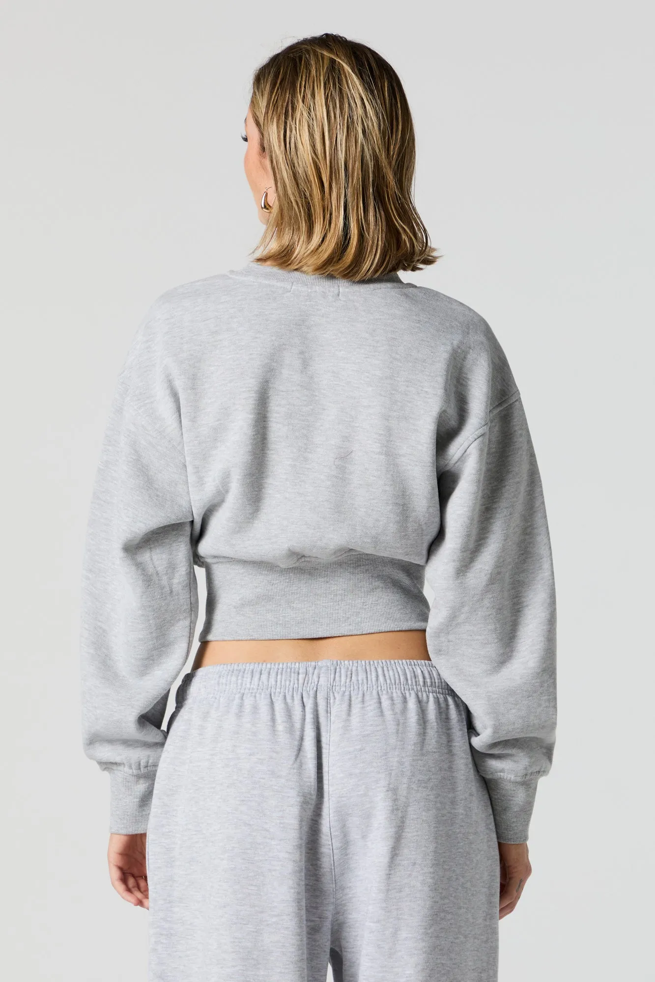 Crewneck Long Sleeve Crop Sweatshirt sold by Charlotte Russe product image thumbnail 2