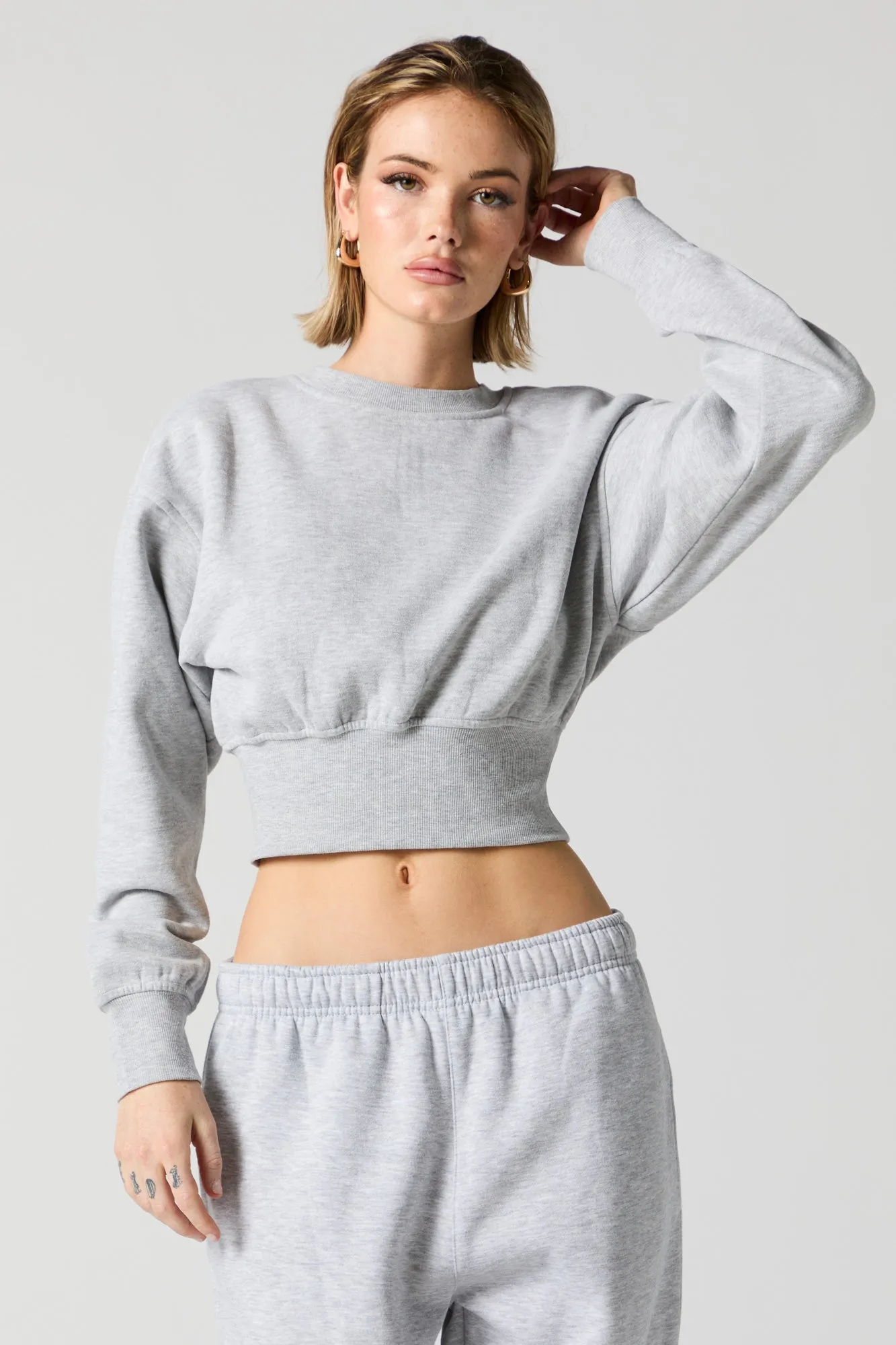 Crewneck Long Sleeve Crop Sweatshirt sold by Charlotte Russe