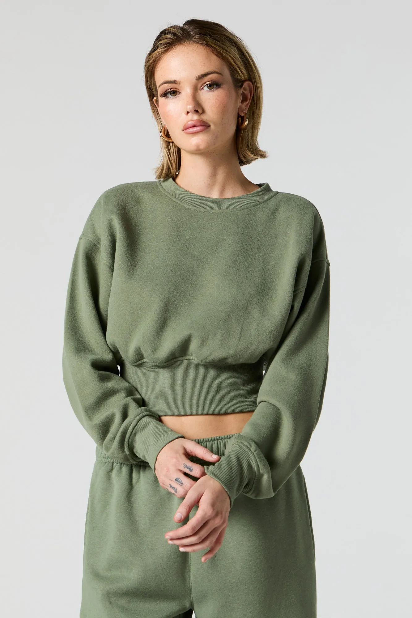 Crewneck Long Sleeve Crop Sweatshirt sold by Charlotte Russe product image thumbnail 5