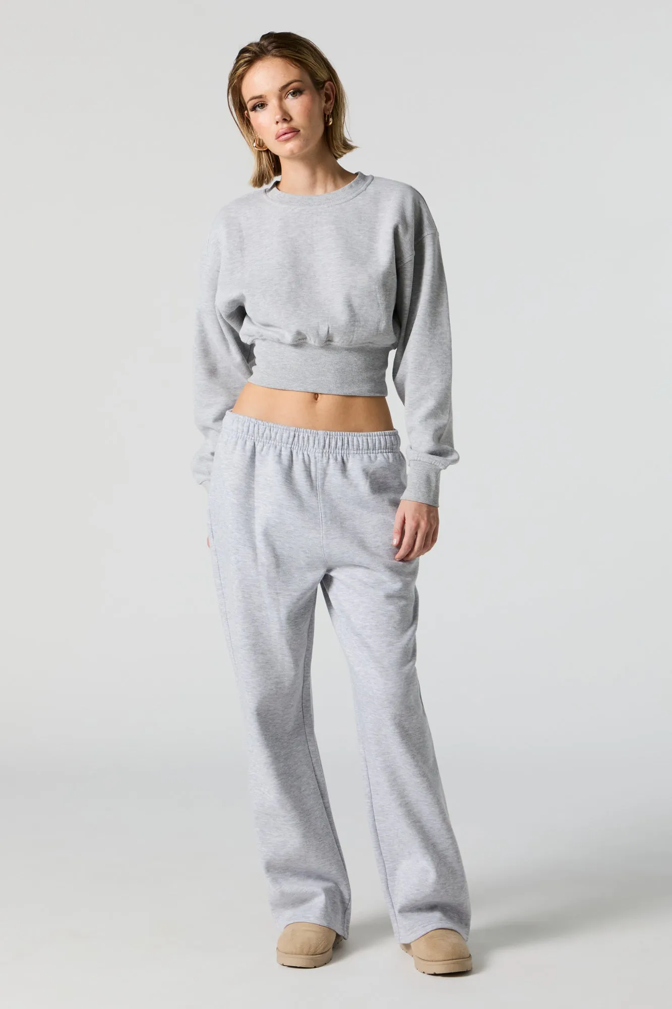 Crewneck Long Sleeve Crop Sweatshirt sold by Charlotte Russe product image thumbnail 3