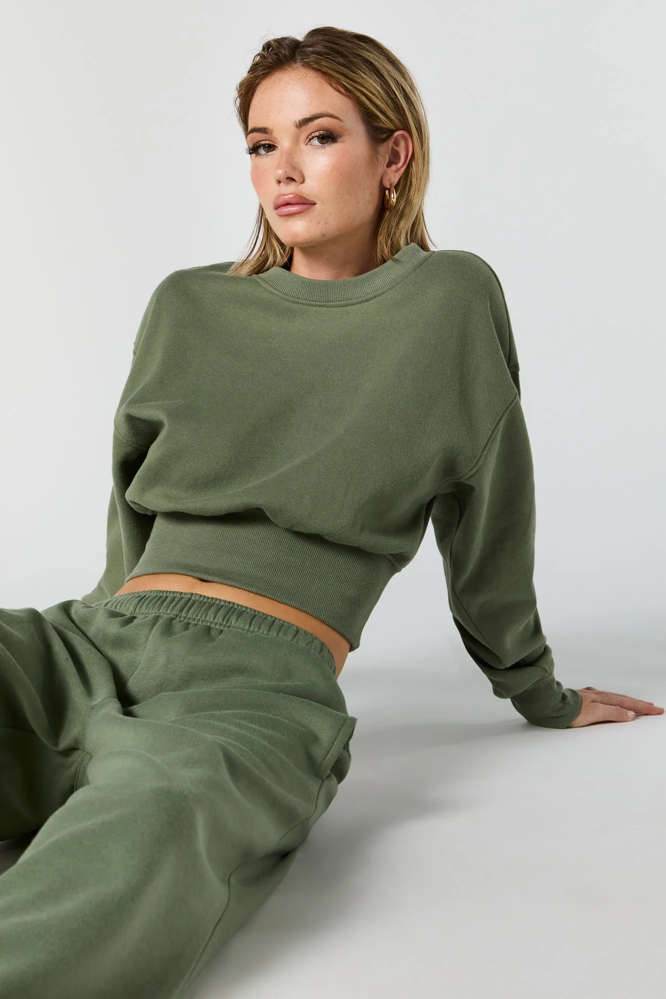 Crewneck Long Sleeve Crop Sweatshirt sold by Charlotte Russe product image thumbnail 4