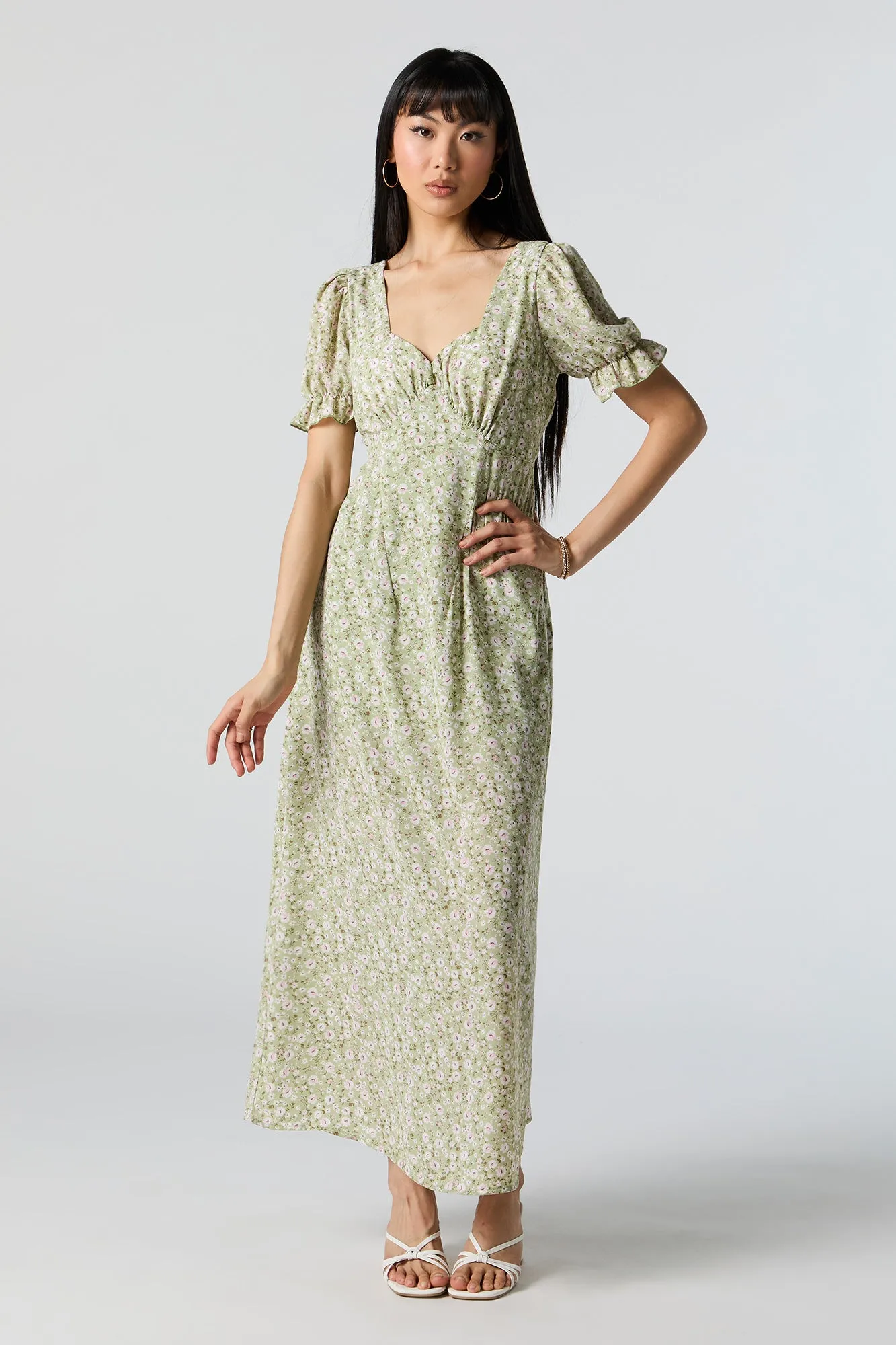 Black Floral Self-Tie Back Midi Dress sold by Charlotte Russe product image thumbnail 4