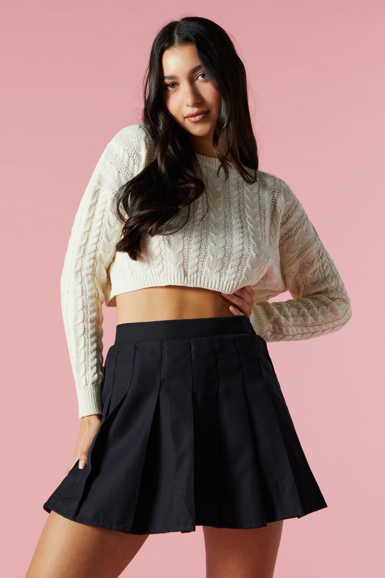 Black Pleated Skirt sold by Charlotte Russe